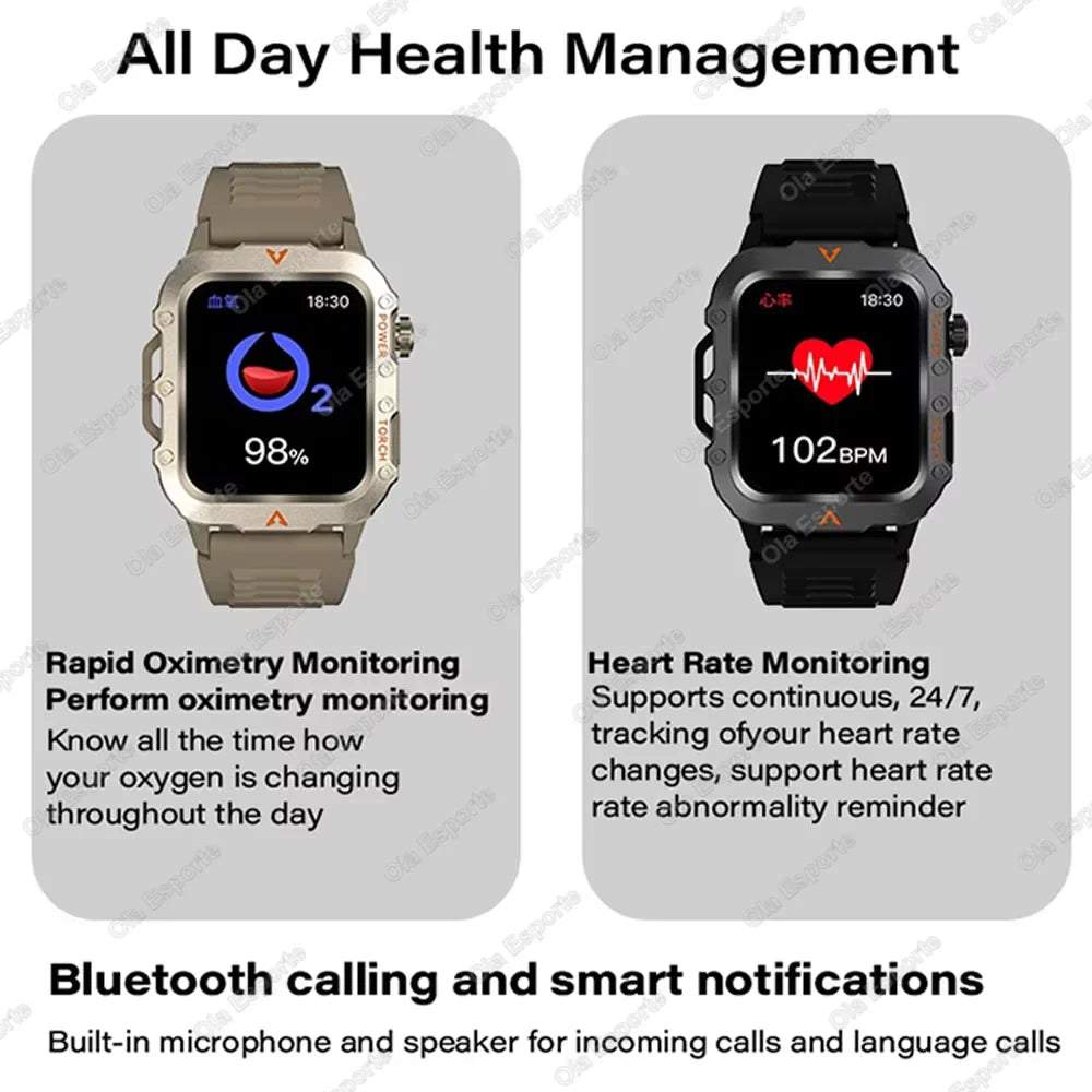 Men’s Bluetooth Smart Watch – Fitness Tracker & Flashlight