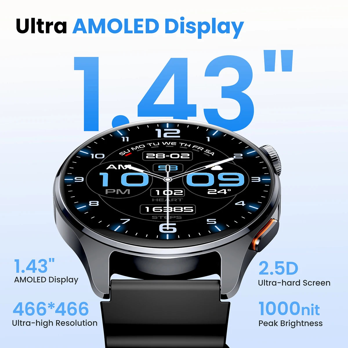 GPS Fitness Smartwatch 1.43" AMOLED With Bluetooth Calls