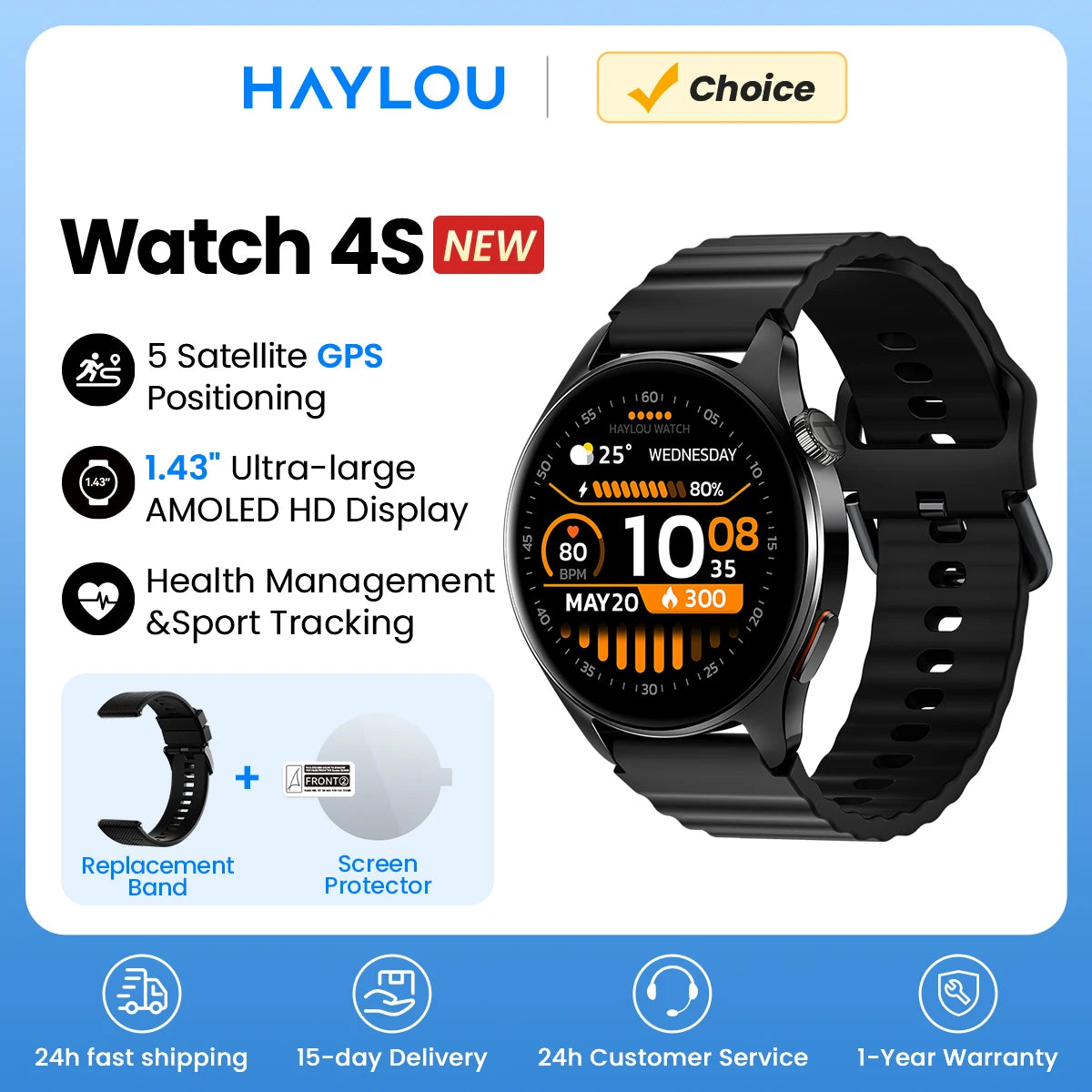 GPS Fitness Smartwatch 1.43" AMOLED With Bluetooth Calls