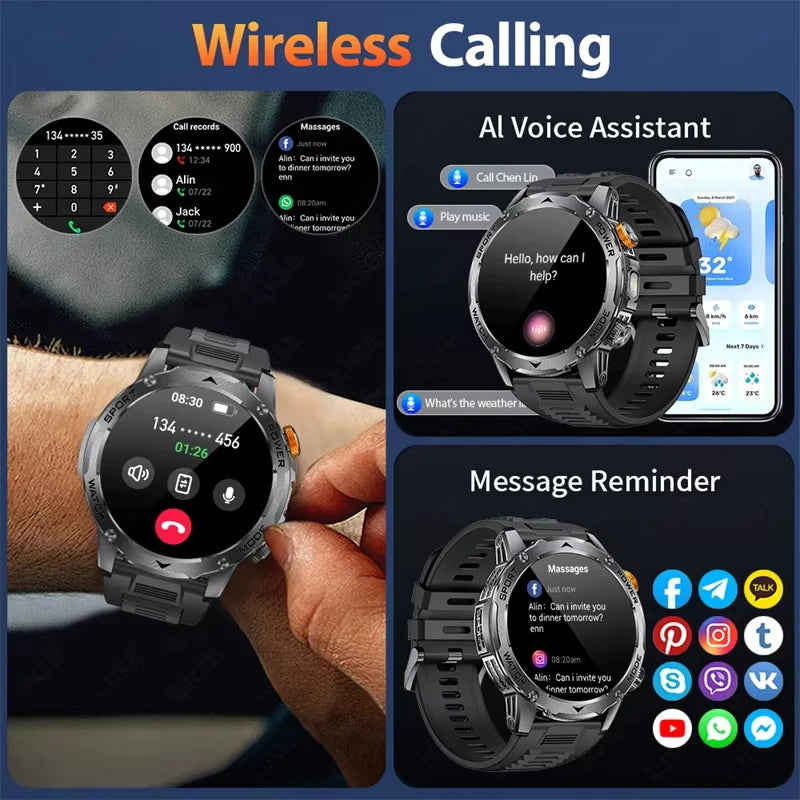 1.7" AMOLED Smart Watch 1000mAh – Bluetooth Calls & Fitness