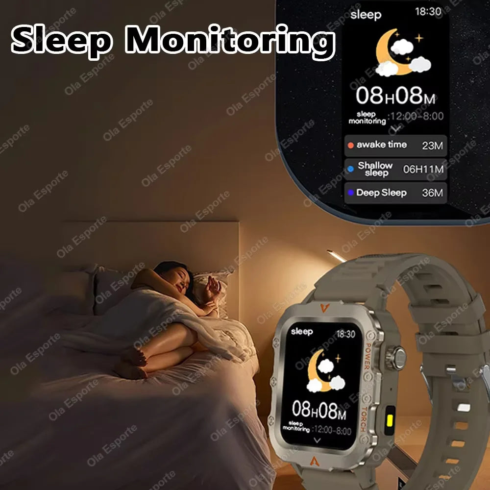 Men’s Bluetooth Smart Watch – Fitness Tracker & Flashlight