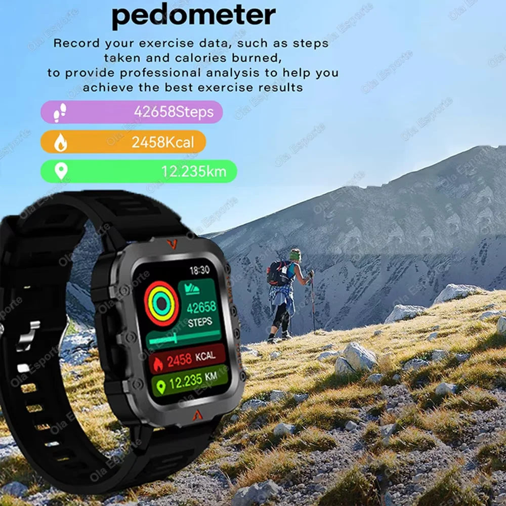 Men’s Bluetooth Smart Watch – Fitness Tracker & Flashlight