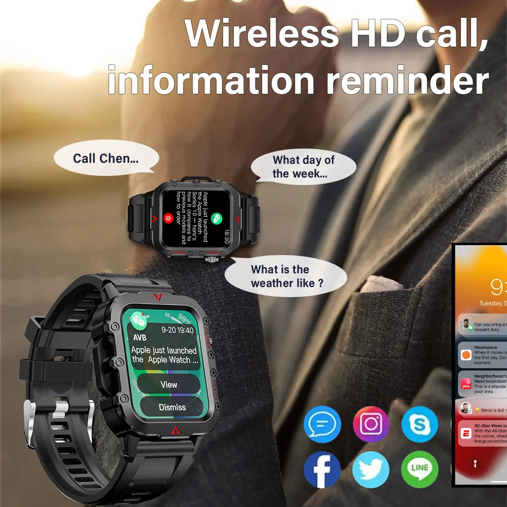 Men’s Bluetooth Smart Watch 1.71" – Call, Fitness & LED Light